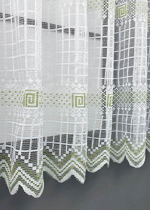 Тюль сетка VR-Textil Juli № 1870т Арка на кухню цвет белый с салатовым 300х150 см (53-0175) Киев - изображение 6