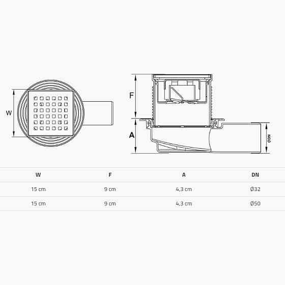Трап душовий TILLO TM431 15х15см Киев