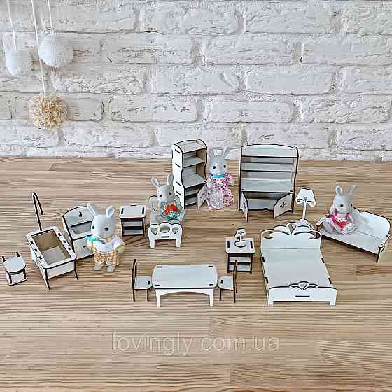 Ажурний ляльковий будиночок 45 см з повним набором меблів 16 одиниць. Ірпінь