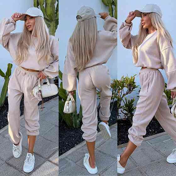 Женский стильный повседневный костюм двойка качественный турецкий вельвет Бежевый, 46/48 Одесса