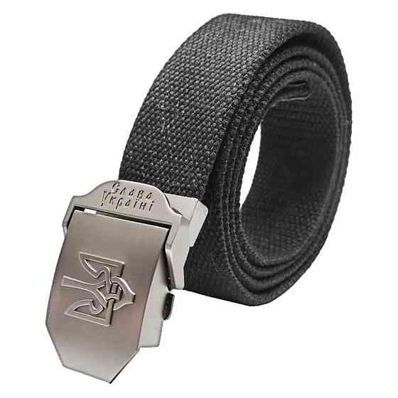 Чоловічий тактичний ремінь з металевою пряжкою з гербом,120см,Чорний SBR Київ