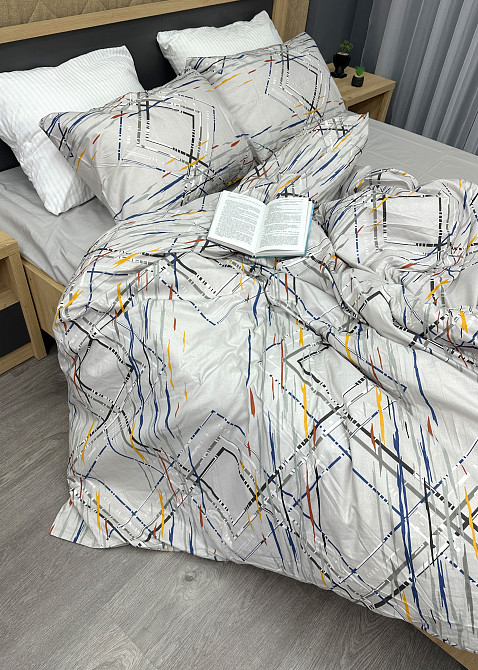 Комплект постельного белья Поплин, Decorator Cotton Lux Collection Merx Двуспальный 180х215 с разноцветным принтом (88-131) Киев - изображение 8