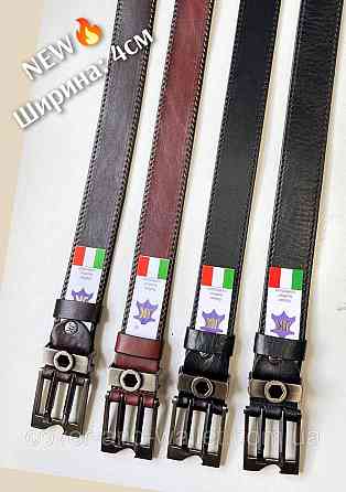 Модный мужской ремень из натуральной кожи с оригинальной пряжкой на две спицы 40 мм PS Leather (черный) Киев