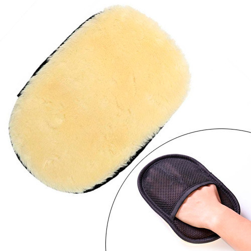 Перчатка из натуральной шерсти для мытья и полировки автомобиля мягкая аксессуар для ухода за авто Киев - изображение 1