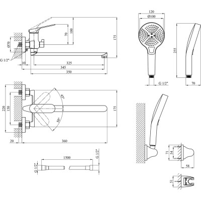 Душевой гарнитур Kroner Linz-GRN070 + змішувач Linz-GRN010 (CVS30159) Винница - изображение 7