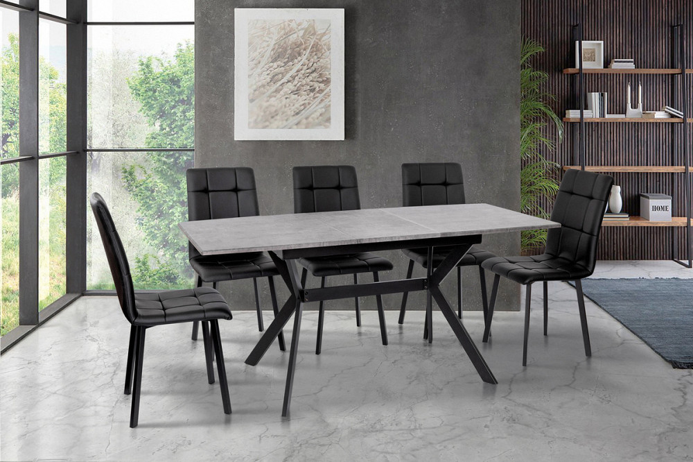 Стіл Хьюстон 130(+40)*77 чорний метал/мрамор темн Днепр - изображение 9