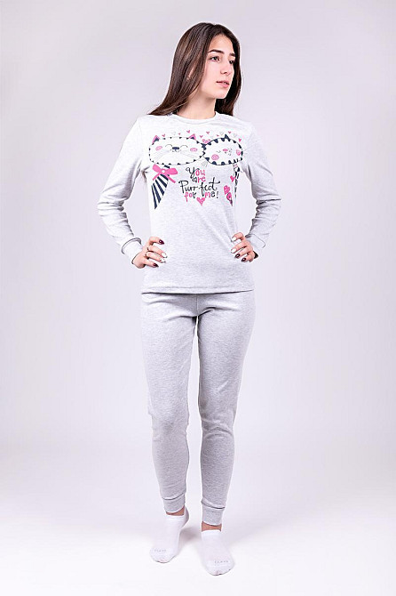 Домашний женский комплект (пижама), серый меланж Украина топ Крохатушка одяг Киев - изображение 3