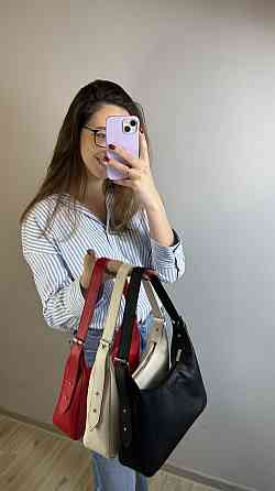 Женская кожаная сумочка, Стильная сумка из натуральной кожи, Маленькая черная сумка на плечеMasterSem Киев