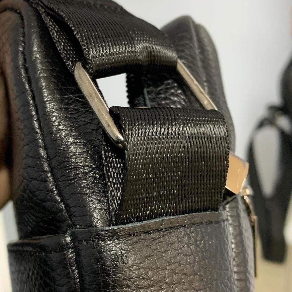 Чоловіча сумка через плече, барсетка з натуральної шкіри містка, чорнаMasterSem Київ - фото 6