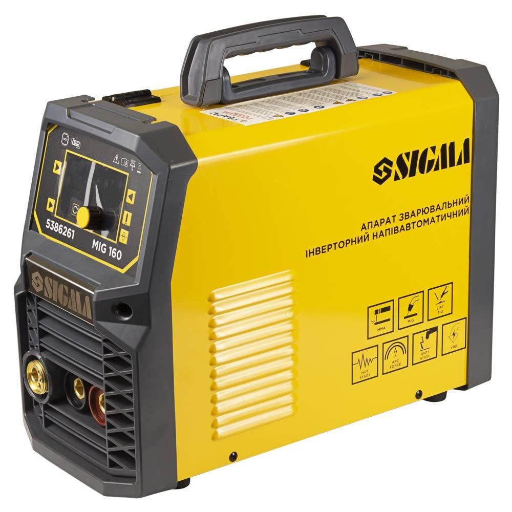 Апарат зварювальний інверторний напівавтомат MIG/MMA-160А електрод 4 мм дріт 0.8-1 мм LED SIGMA (5386261) Київ - фото 1