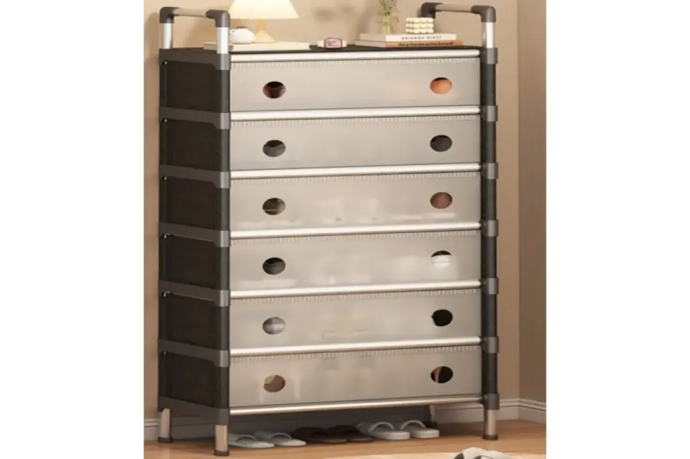 Полка для обуви SKLM-34-LT6205 черно-белая 6 полок Коломия - фото 1