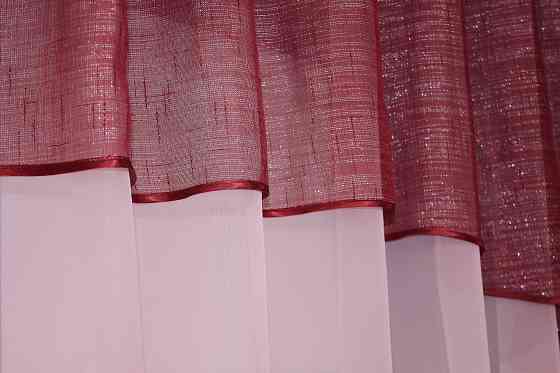 Гардина арка на кухню VR-Textil № 036к Розовый с бордовым 270х170 см (50-510) Киев