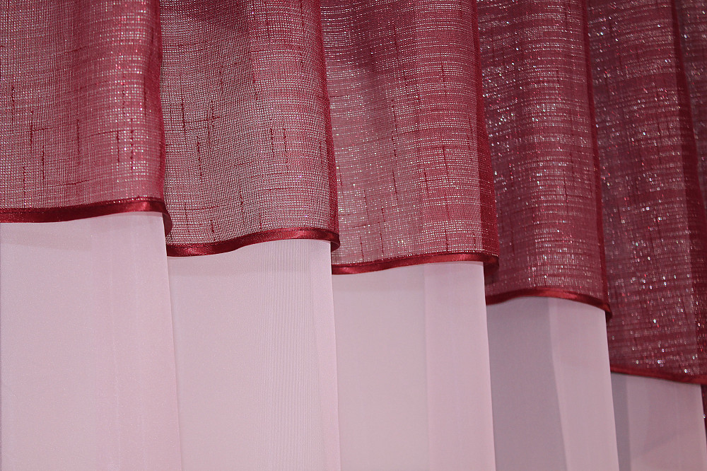 Гардина арка на кухню VR-Textil № 036к Розовый с бордовым 270х170 см (50-510) Киев - изображение 4