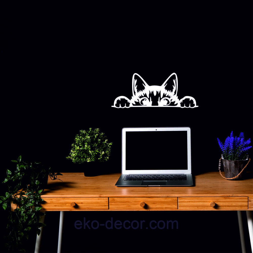 Декоративное настенное 3D Панно «Кот» Декор на стену с объемом (цена за 1 шт) 50*20 см, Белый Киев - изображение 4