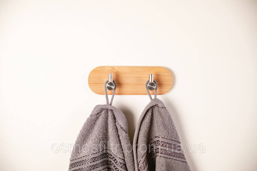 Планка Axentia Бонья самокл. с 2 крючками 15х5х3 см нерж бамбук (133878) Киев - изображение 6