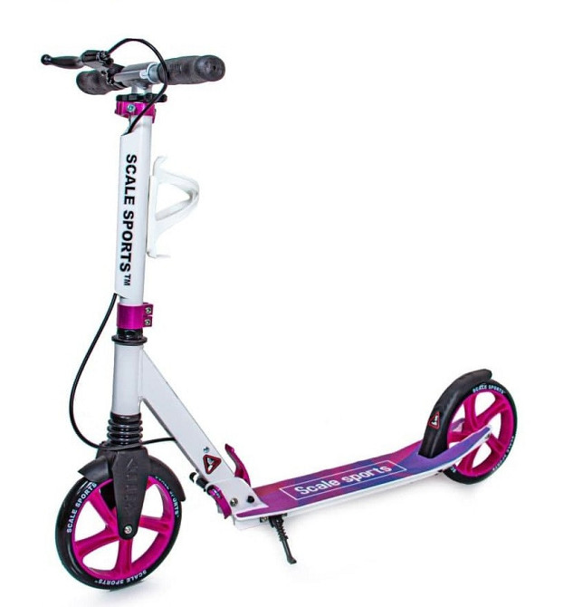 Детский самокат Scale Sports SS-08 с ручным задним тормозом + фонарик + звоночек + подстаканник. Бел Одесса - изображение 1