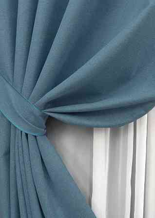 Комплект штор на люверсах VR-Textil Блэкаут двусторонний ASHEN NIGHT № 1852ш Синий 150х270 см 2 шт (37-0292) Киев