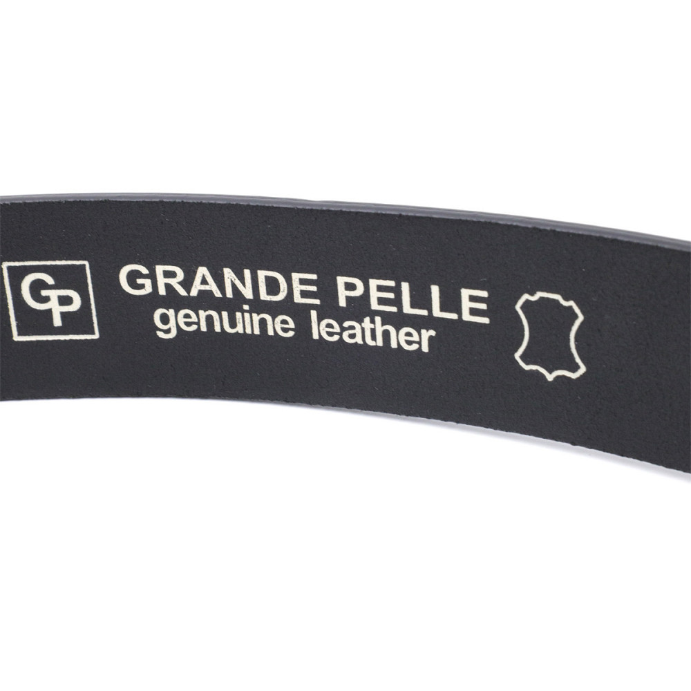 Люксовий ремінь під джинси з натуральної шкіри GRANDE PELLE 11691 Чорний Київ - фото 6