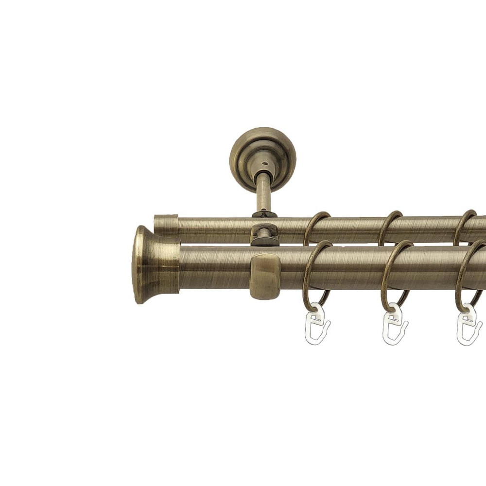 Карниз Orvit Дуо металевий дворядний відкритий гладка труба кільце металеве Антик 25\16 мм 240 см (00-00025594) Львів - фото 1