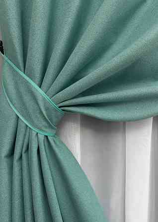 Комплект штор на люверсах VR-Textil Блэкаут двусторонний ASHEN NIGHT № 1849ш Бирюзовый 150х270 см 2 шт (37-0290) Киев