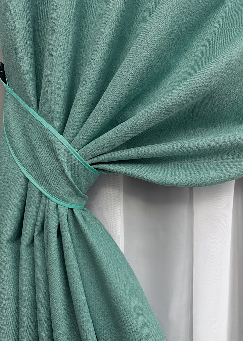 Комплект штор на люверсах VR-Textil Блэкаут двусторонний ASHEN NIGHT № 1849ш Бирюзовый 150х270 см 2 шт (37-0290) Киев - изображение 5