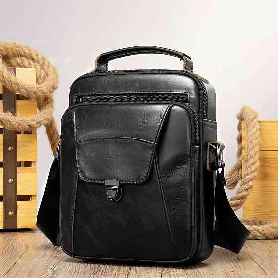 Сумка мужская из плотной кожи 14995 Vintage Черная Киев