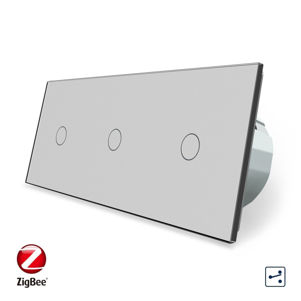 LIVOLO Розумний сенсорний прохідний/перехресний вимикач 3 сенсори (1-1-1) Livolo сірий скло (VL Коломия - фото 8