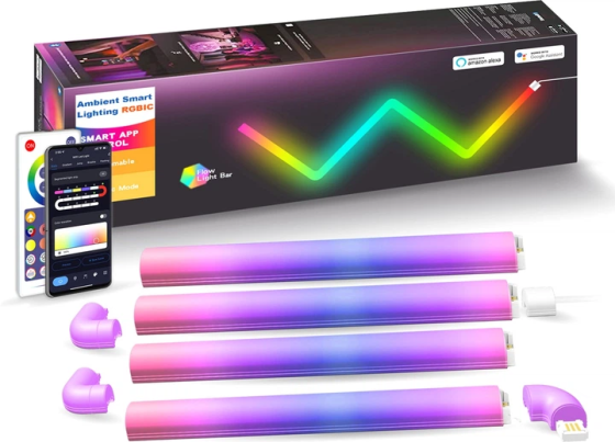 Розумні LED настінні світильники LPMYLMC RGB-IC Glide: 7 сегментів, Синхронізація з музикою, Керування App/Voice (Б/в) Київ