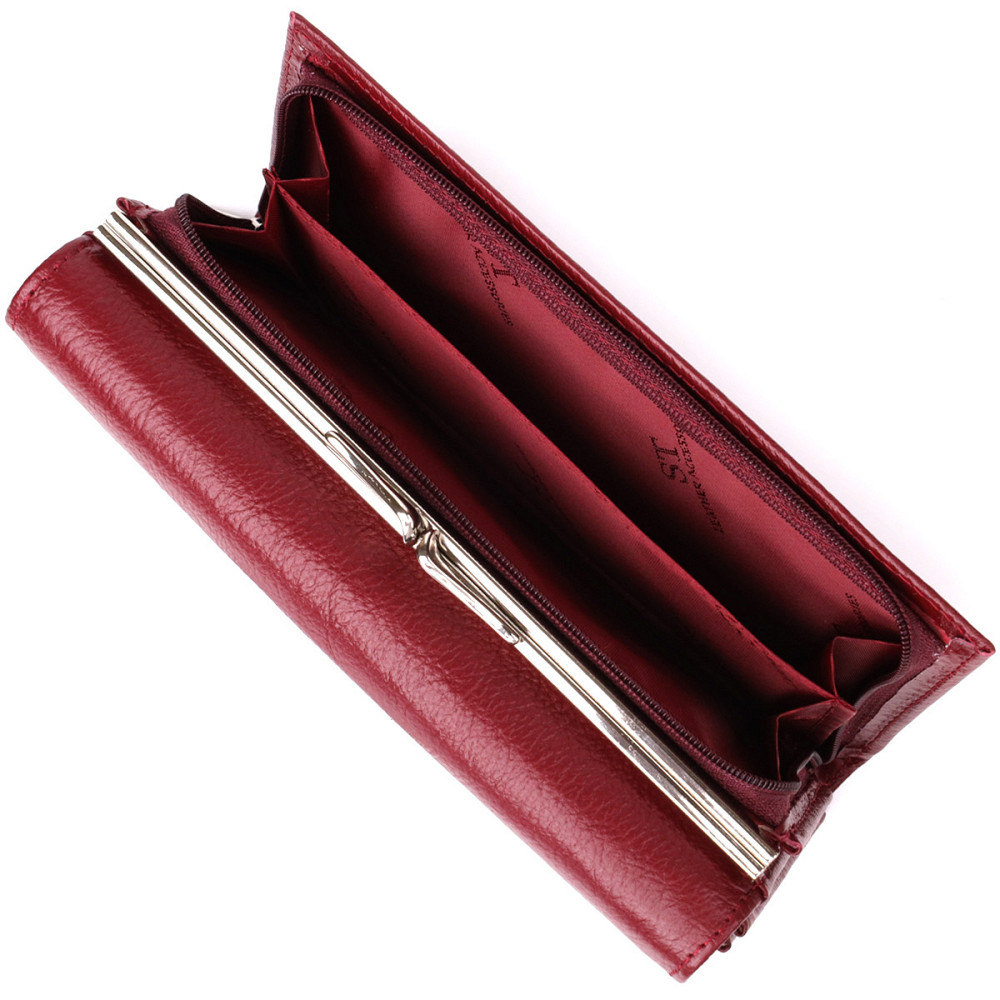 Модный женский кошелек на магнитах из натуральной кожи Бордовый (ST Leather) Киев - изображение 3