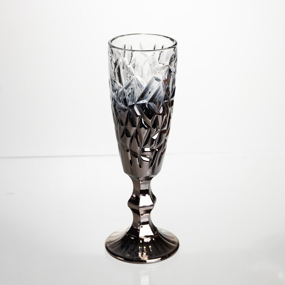 Набір келихів для шампанського 6 штук 160 мл подарункові келихи для шампанського на ніжці фужери для ігристих вин Сірий HP-19-180 Київ - фото 2