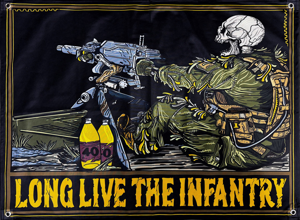 Банер кулеметник "Long Live The Infantry" 600х900 мм Запоріжжя - фото 1