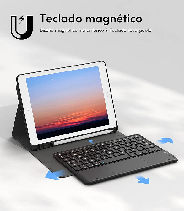 Чохол з Bluetooth клавіатурою для iPad 10.2" 9, 8, 7 покоління, Pro 10.5", Air 3, Earto з тачпадом QWERTY, захист для планшету Київ - фото 6