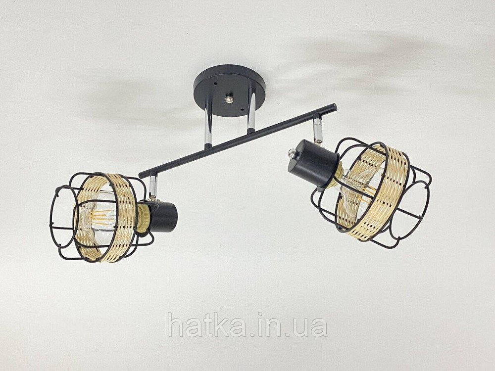 Стельова люстра на 2 плафони 91180K/2 чорний+хром Київ - фото 1