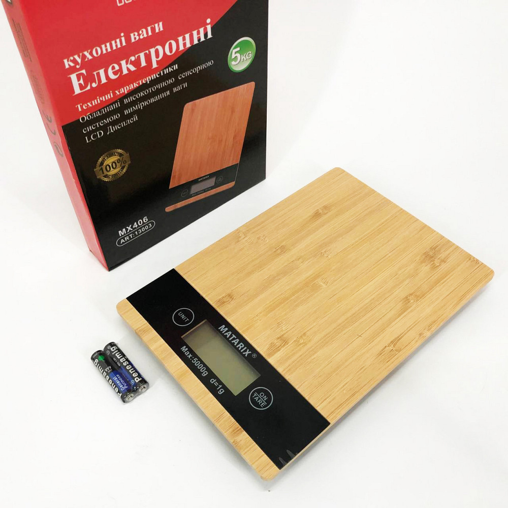 Компактные кухонные весы с батарейками MATARIX MX-406 5кг Wood, Кухонные весы с функцией сброса тары FX-48 Ивано-Франковск - изображение 8