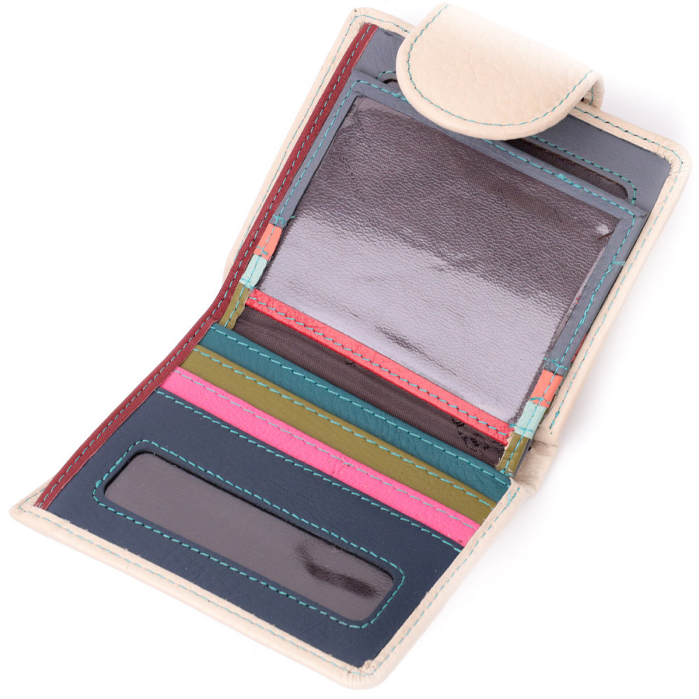 Оригінальне шкіряне портмоне з монетницею зовні для жінок ST Leather 19455 Білий Київ - фото 6