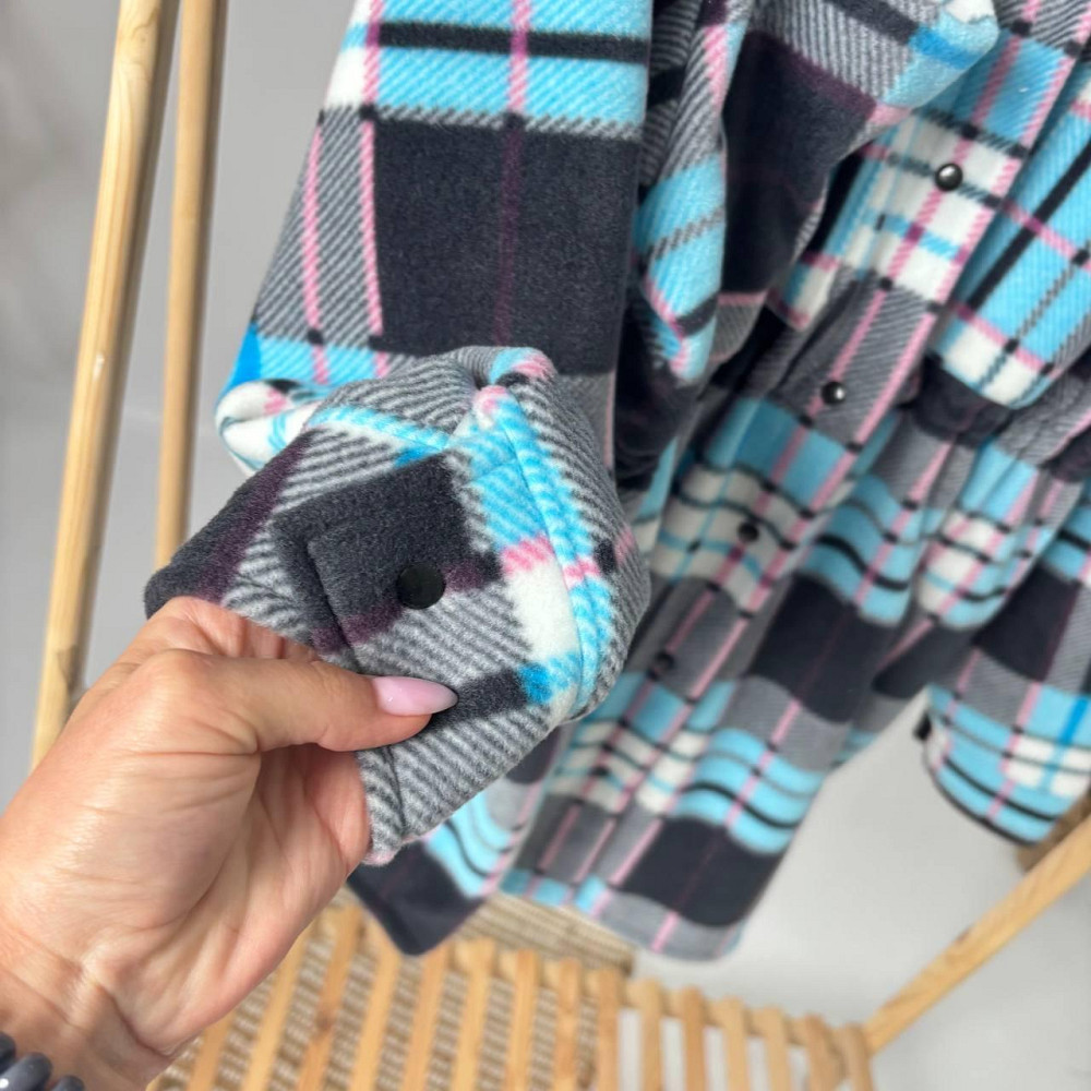 Тепла жіноча флісова сорочка-пальто в рожеву клітинку клітинку з капюшоном Кам'янець-Подільський - фото 5