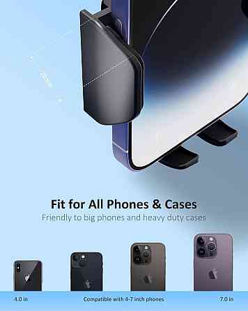 Тримач телефону Hoppac Car Mobile Phone Holder чорний сталевий гачок 360° обертання одно-кнопковий для смартфонів 4–7" Київ