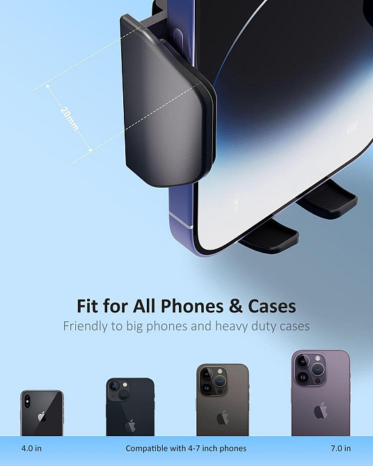 Тримач телефону Hoppac Car Mobile Phone Holder чорний сталевий гачок 360° обертання одно-кнопковий для смартфонів 4–7" Київ - фото 6