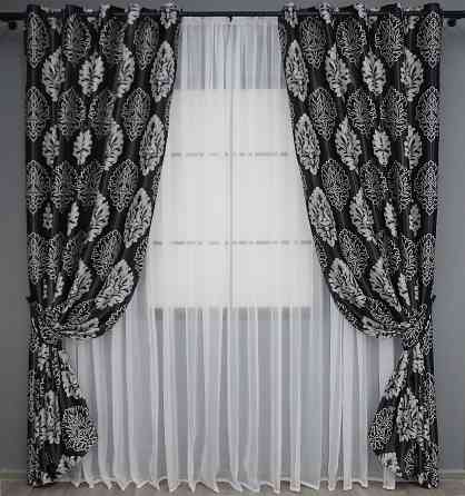 Комплект штор на люверсах VR-Textil Блекаут-софт Корона № 1273ш(А) Чорний із сірим 150х250 см 2 шт (37-0020) Київ