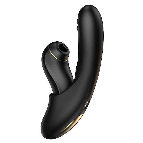 Вибратор 2-в-1 с фрикциями, вакуумом и подогревом BeYourLover FATIMA APP, черный, 19,2 × 6 см Sex Aura Киев