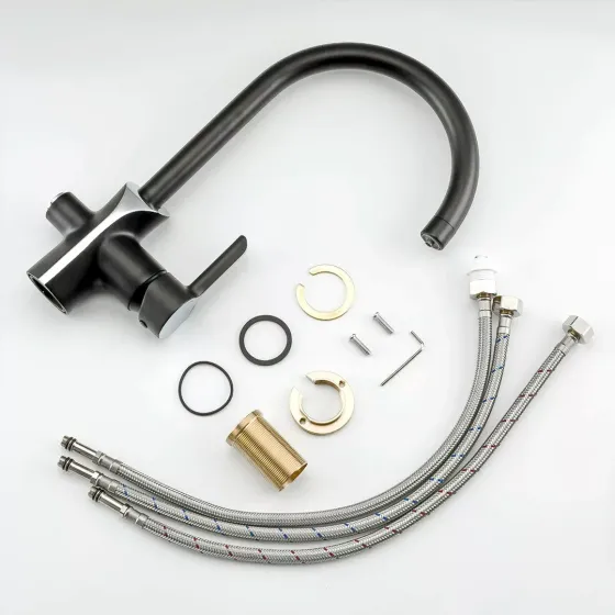 Змішувач для кухні з підключенням до фільтру GAPPO G4303-6, черний/хром Київ