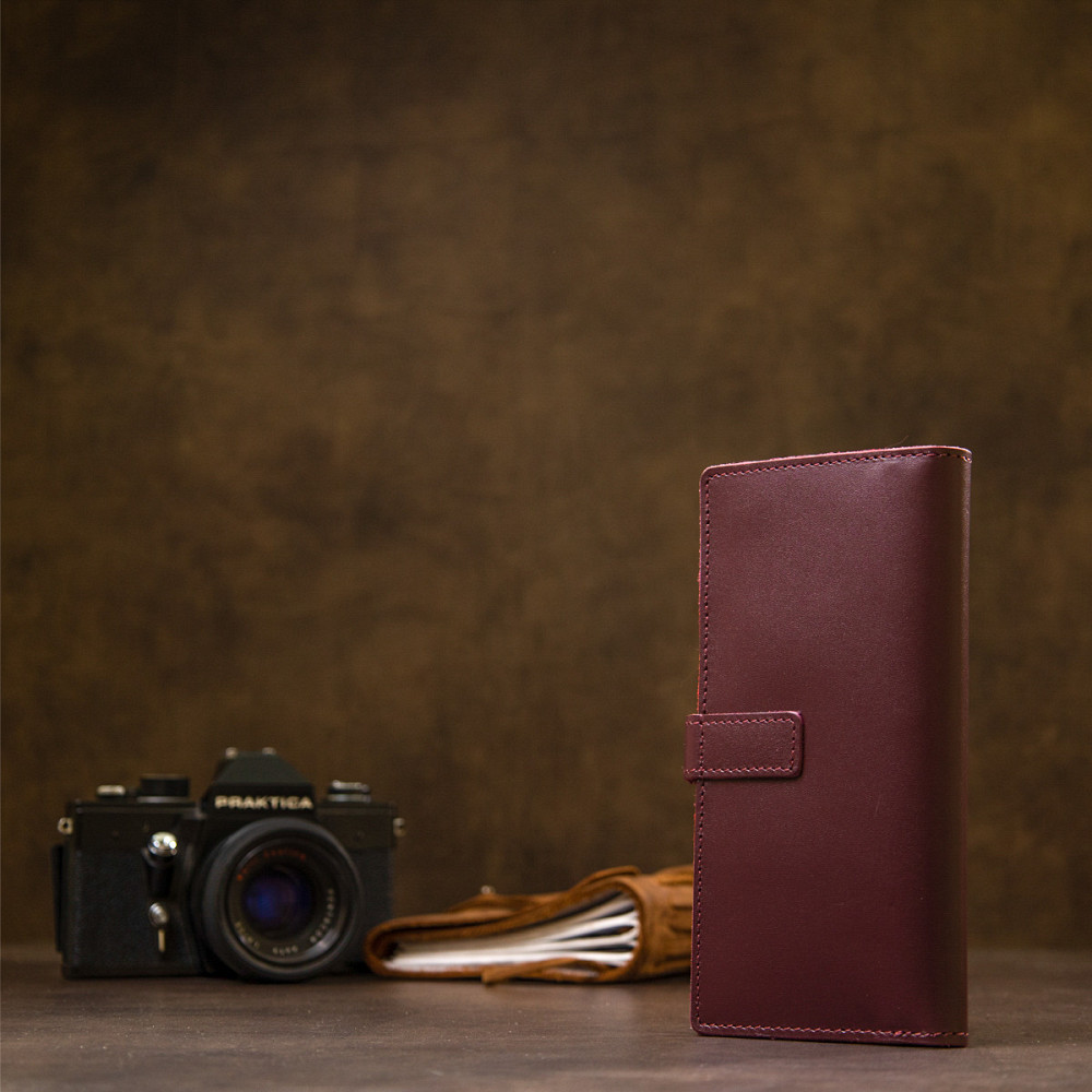 Шкіряне глянсове портмоне GRANDE PELLE 11467 Бордовий Київ - фото 3