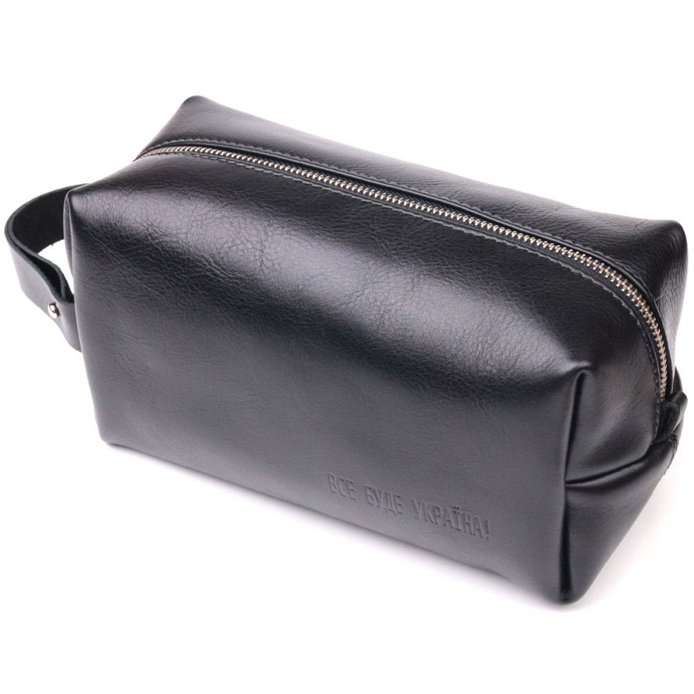 Несесер чоловічий великого розміру з гладкої шкіри на блискавці Україна GRANDE PELLE 16767 Чорний Київ - фото 1