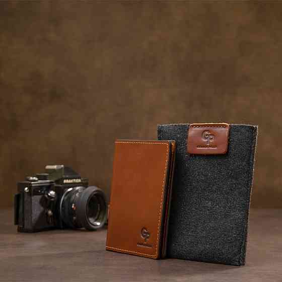 Обложка на паспорт из натуральной кожи GRANDE PELLE 11485 Коричневый Киев