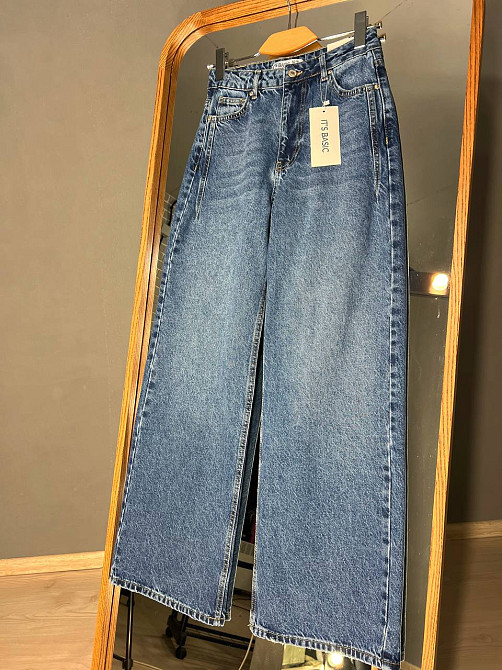 Джинси жіночі It’s Basic 2499 Wide Leg з високою талією рівні від стегна з виточками на стегнах світло сині, світло-синій, 34, 34, 64 см, 92 см Київ - фото 7