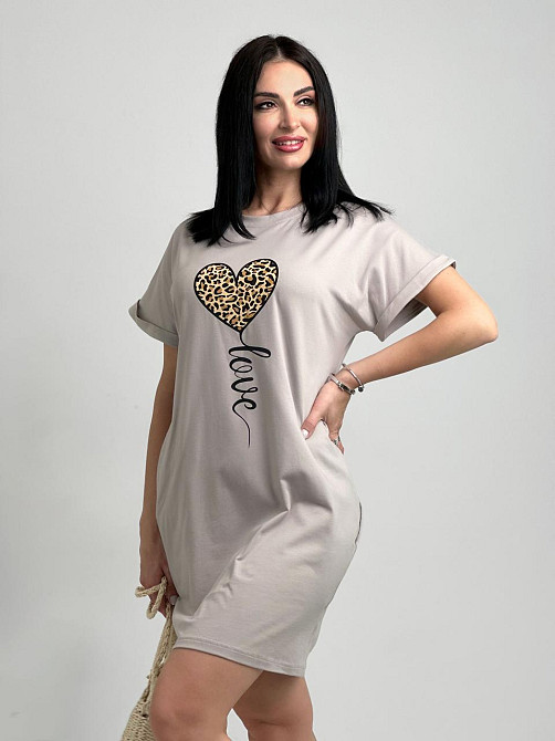 Жіноча сукня з малюнком "Passion" оптом | Норма і батал Сірий, 46-48 Київ - фото 2