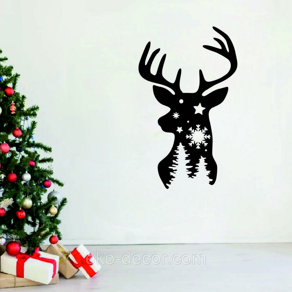 Декоративное настенное Панно «Олень», Декор на стену 110*66 см, Черный Киев - изображение 1