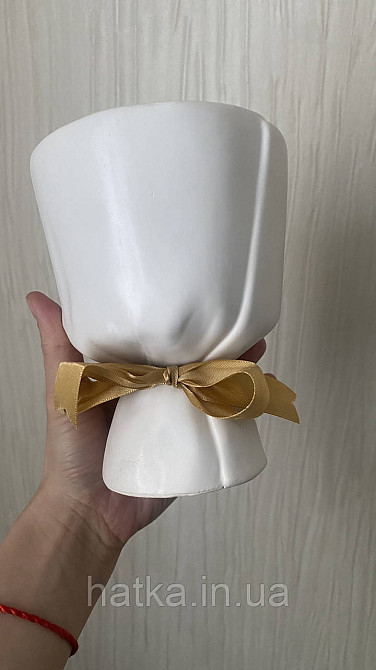 Керамічне кашпо ваза "Пастель" 15-12 см біле 8921-001 Київ - фото 4