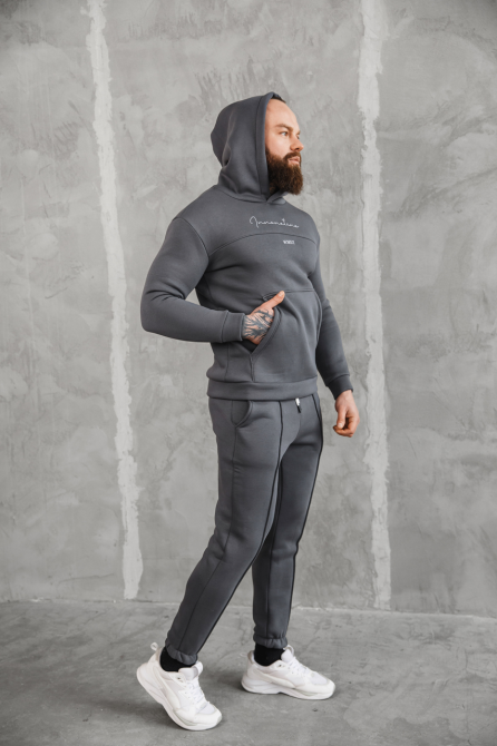 Теплый спортивный костюм мужской Европа Графитовый XL Харьков - изображение 2