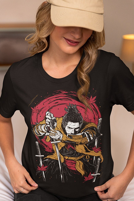 Футболка з аніме принтом Секіро Волф Аніме Вінтаге оверсайз (S/M/L) Чорний AnimeJ0472 Дніпро - фото 2